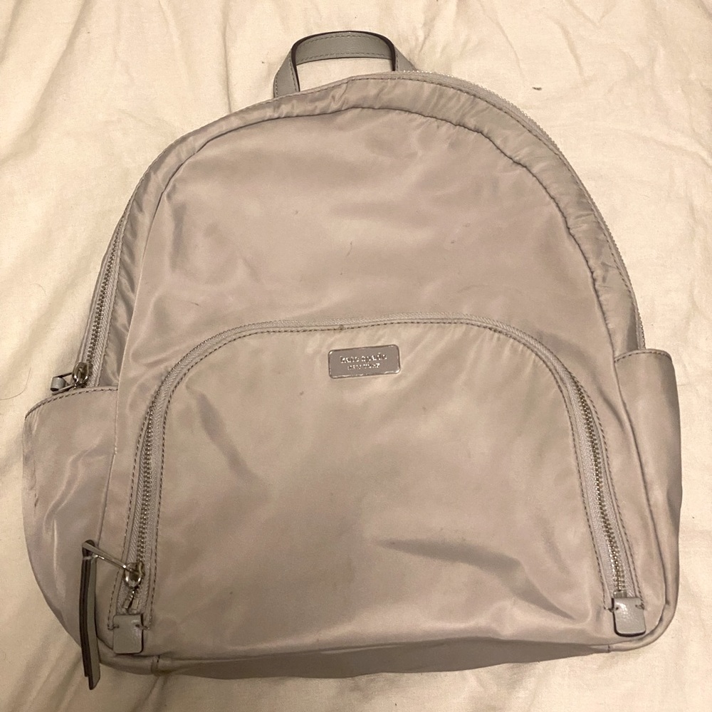 Kate spade silvery gray nylon backpack